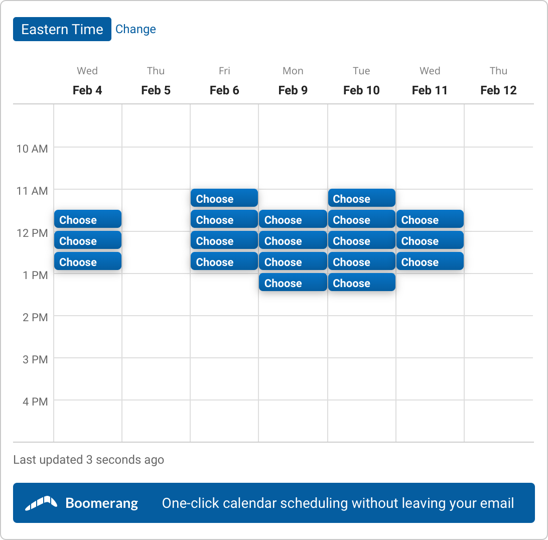 A set of time slots for Spark eDiscovery Office Hours with Sara Perkins Jones