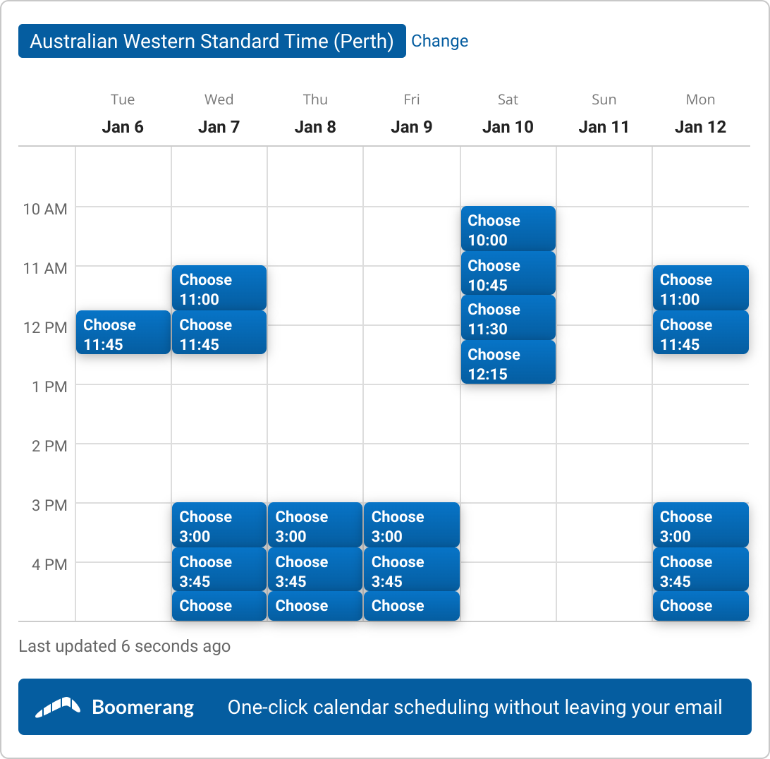 A set of time slots for WPFC Athlete Coaching Session with Travis Fitch